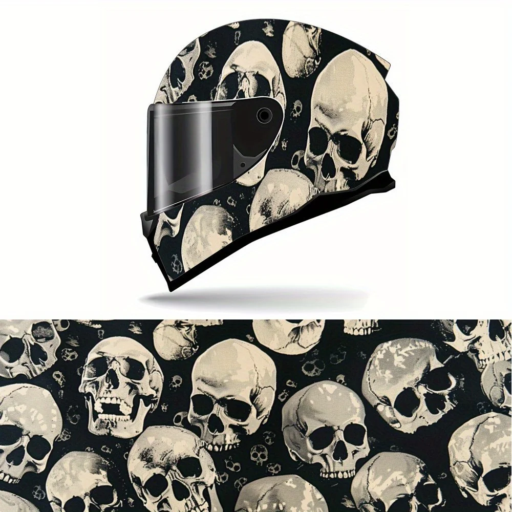 

Filled with Black and White Skull Helmet Stickers - Durable PVC, Gifts, Objects, Self-adhesive Waterproof, Motorcycle Racing Hel