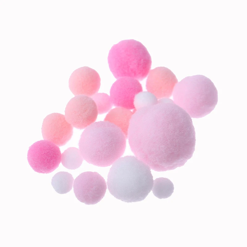 130pcs Pompom Plush Balls 10mm-30mm Mix Size Fluffy Ball DIY Handmade Kids Toy Wedding Decoration Craft Supplies