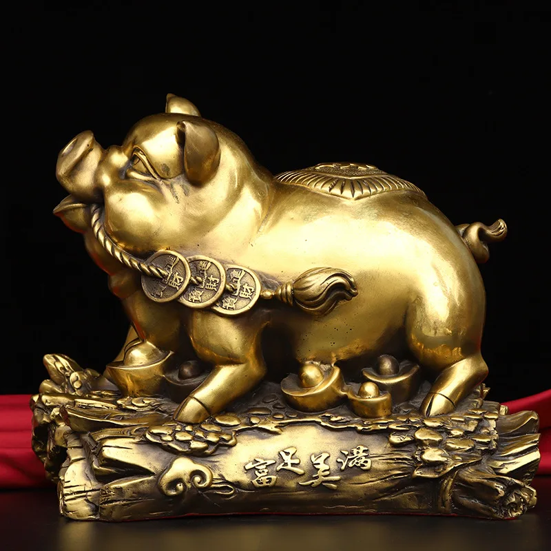 

Brass Pig Ornaments Auspicious Caroline Brown Ingot-Shaped Pigskin Twelve Zodiac Pig Home Office Decorations Craft Gift Furnishi