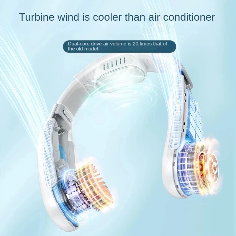 พัดลมคอเครื่องปรับอากาศ kipas angin Portable ชาร์จไฟได้ USB มินิระบายความร้อนแบบไร้ใบพัดเหมาะสำหรับใช้งานกลางแจ้ง