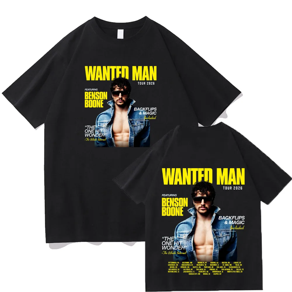 

Benson Boone Wanted Man Tour 2026 T Shirts Men Women Clothing Fashion Short Sleeve Tops Cotton Casual Oversized Tees Streetwear