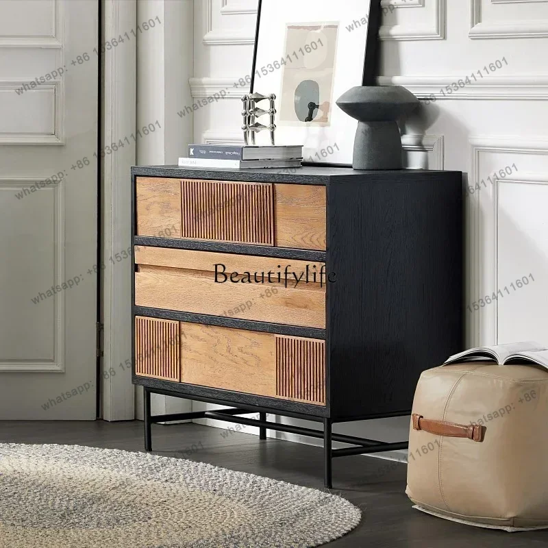 jj58 Nordic Modern Retro Color Matching Teak Color Solid Wood Sideboard Chic Silent Style Cupboard