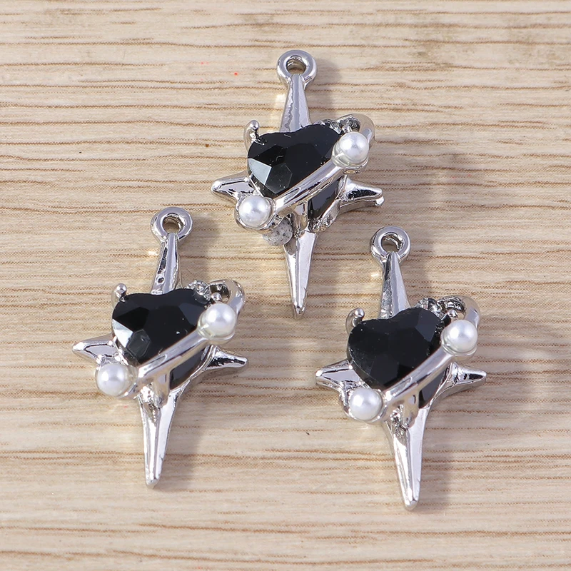 Tusember 4 Stück 12 x 22 mm brillante Kristall-Polaris-Stern-Anhänger für die Schmuckherstellung, DIY, handgefertigte Halskette, Ohrringe, Basteln – Detail 5