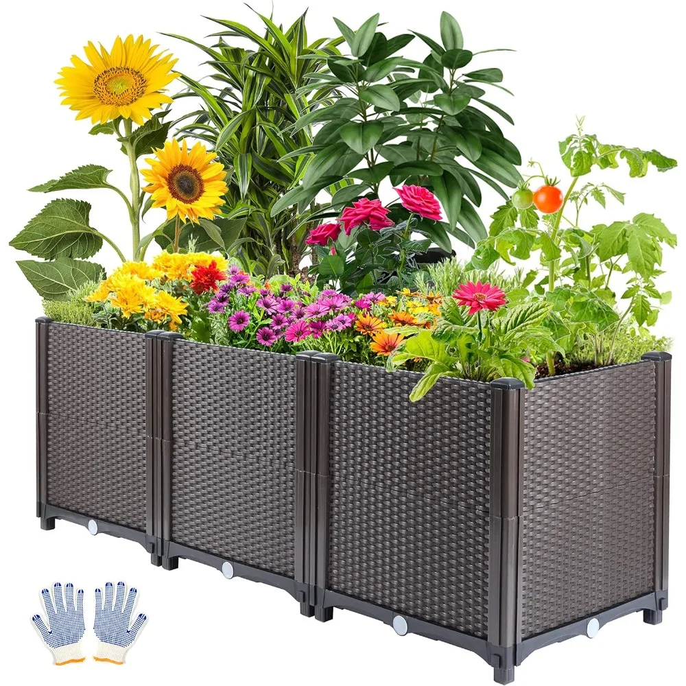 

Emalie Deep Raised Garden Bed Plastic Planter Boxes for Vegetables Flowers Herbs and Succulents, 47.2" L X 15.7" D X 16.9" H