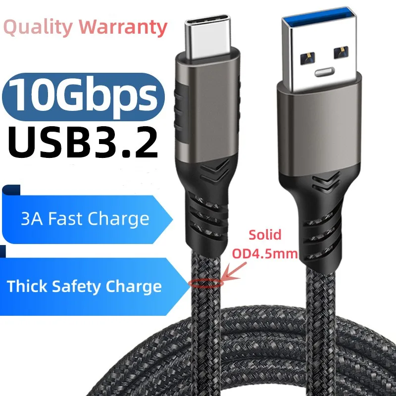 

Kaapeli Type-C 10Gbps 3.2 USB C Cord 3A Quick Charge Solid Nylon OD4.5mm for Samsung Note 21 Huawei Xiaomi Redmi Oneplus Dell