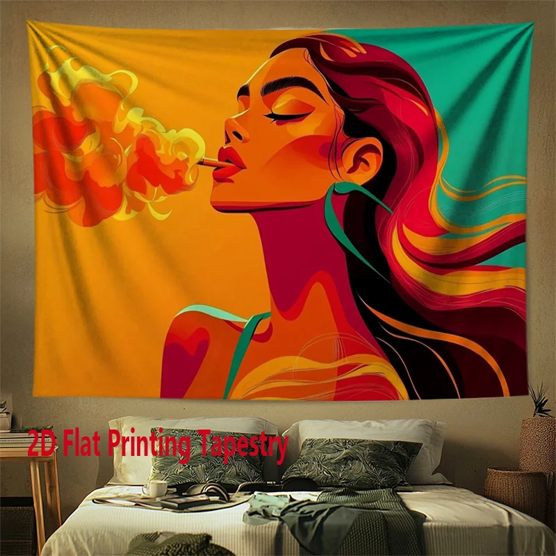 Abstract female face Digital printing polyester wall tapestry suitable for use in living rooms bedrooms offices bars party