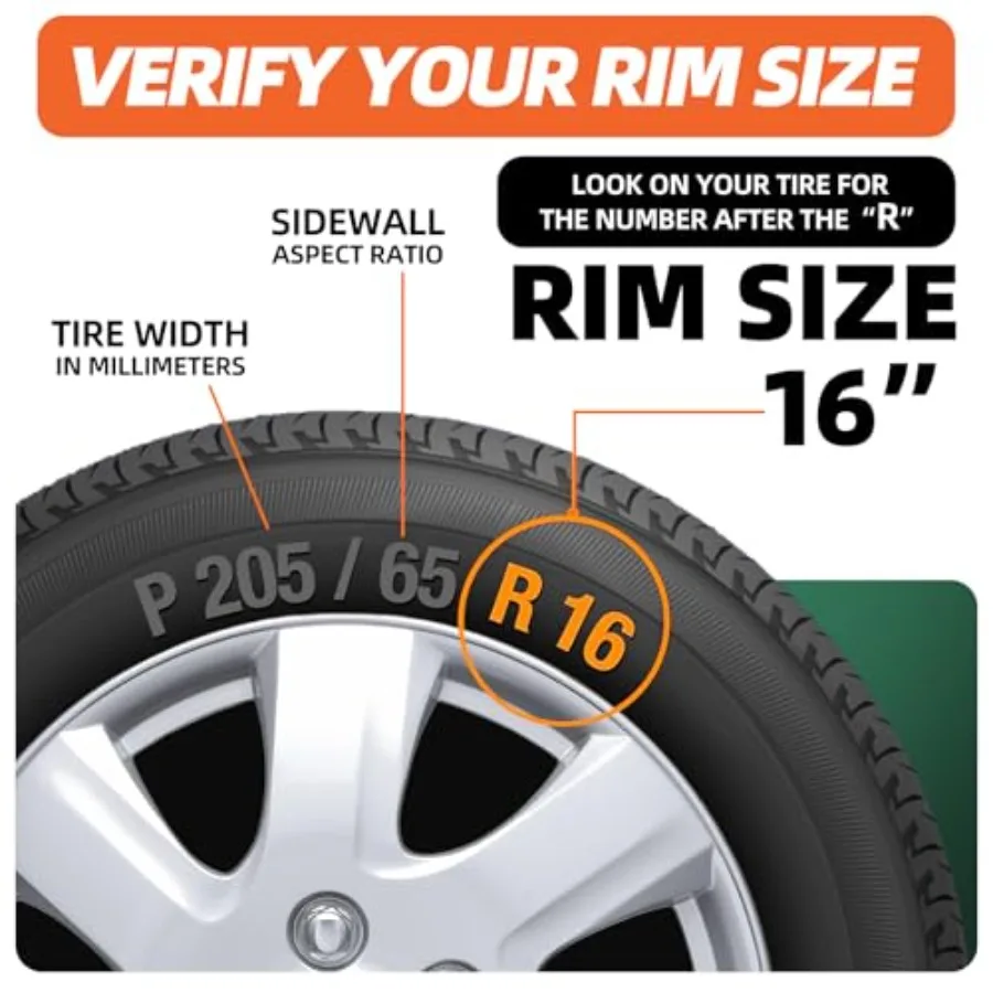 16インチ ホイールハブキャップ シルバー 7スポークデザイン スチールホイール用 ユニバーサルフィット 4個セット