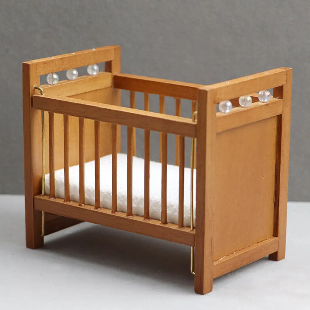 

Mini House Crib High Quality Handcrafted Unique Shape Miniature Bed Ornament for Mini House Decor DIY Accessory