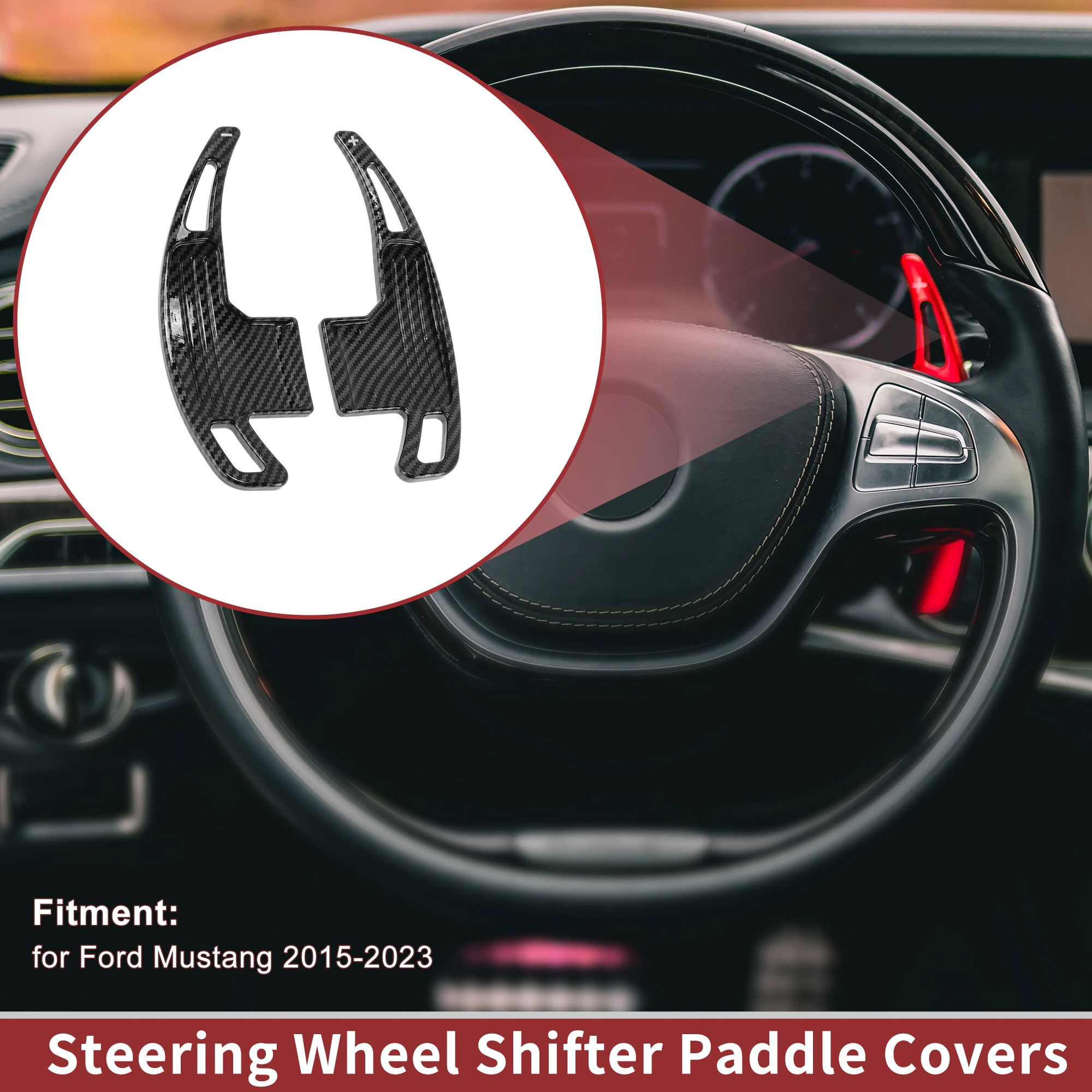 UXCELL 1Set Black Plastic Steering Wheel Paddles Shift Extensions Interior Accessories for Ford for Mustang 2015-23
