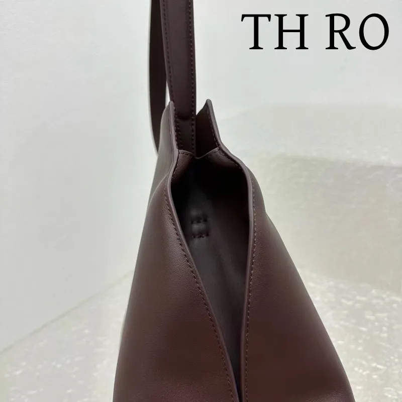 TH RO Women's Bag Wine Red Minimalist Handbag Leather Large Capacity Commuter Handbag Magnetic Buckle Shoulder Bag