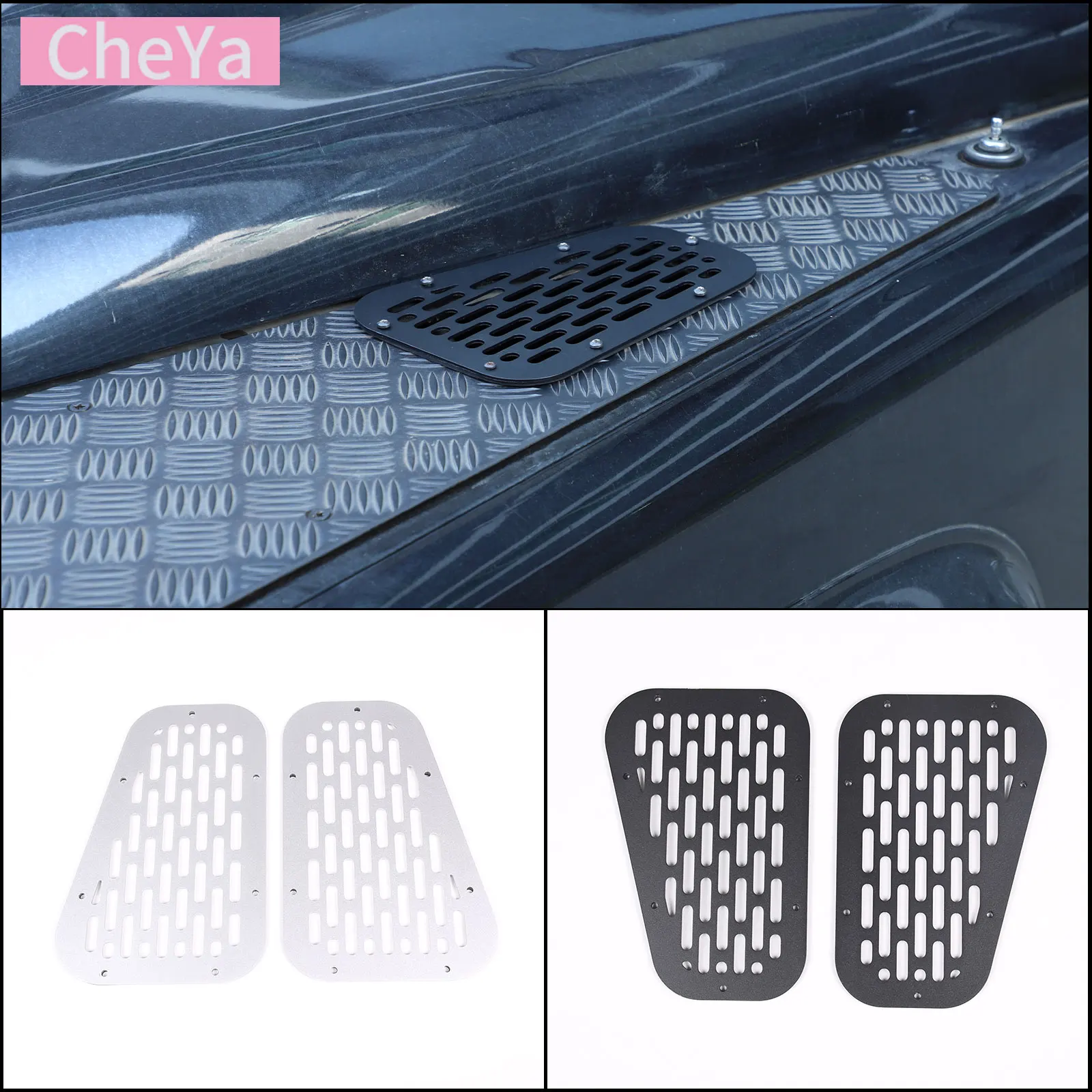 

Alloy Car Front Bonnet Vents Hood Side Trim Cover Air Flow Intake Scoop Vent Snow Cover for Land Rover Defender 90 110 2004-2018