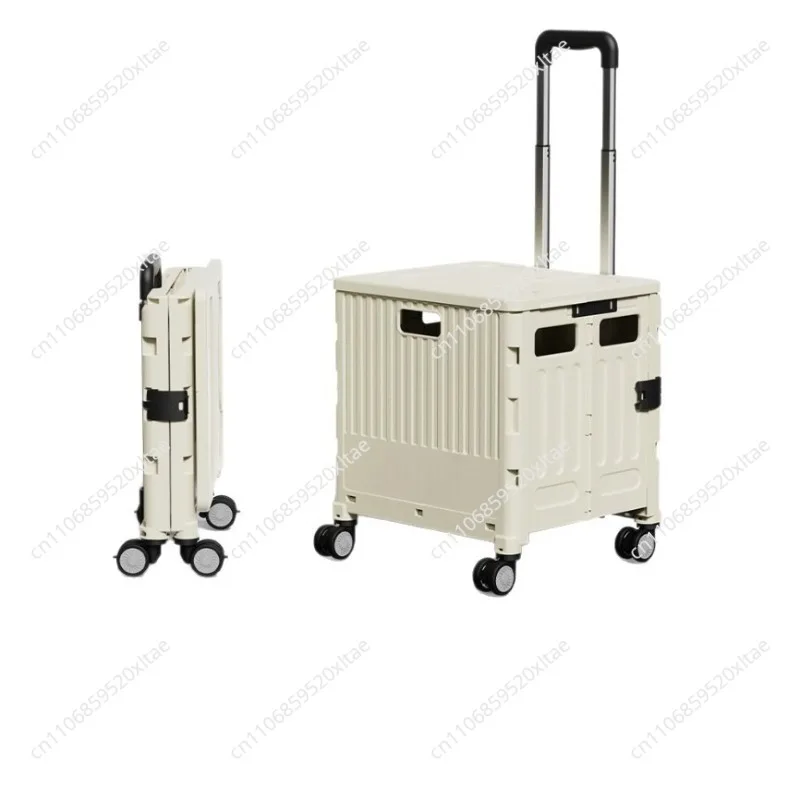 Heavy-Duty Folding Utility Cart, Large Capacity Collapsible Wagon with Wheels for Grocery Shopping and Storage