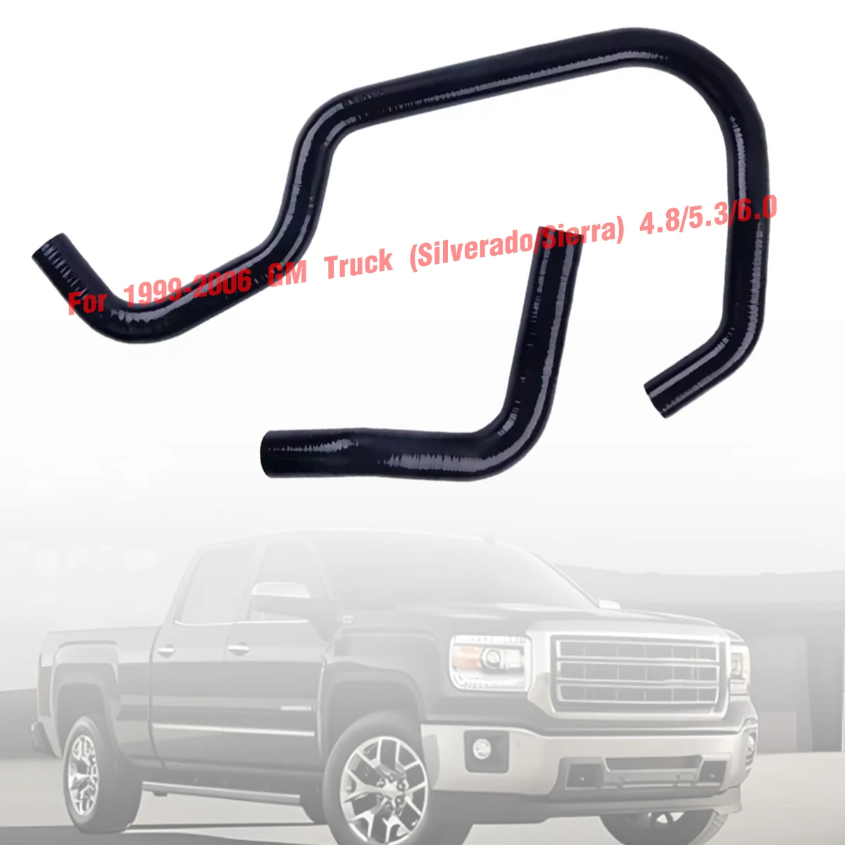 

2PCS Black For 1999-2006 GM Truck (Silverado / Sierra) 4.8/5.3/6.0 Silicone Radiator Hose Kit 2000 2001 2002 2003 2004 2005