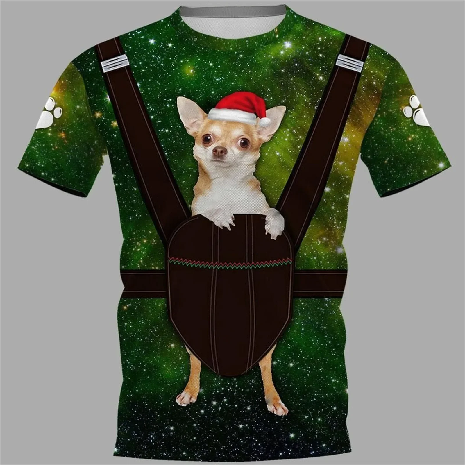 HX Merry Christmas T-shirts Chihuahua German Shepherd Dog Pet Strap 3D Printed Shirts Animals Unisex Casual Tees Dropshipping