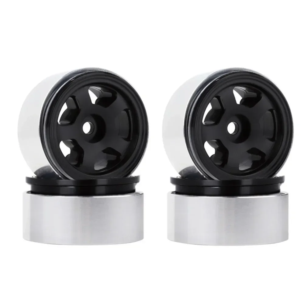 4PCS 1.0" CNC Metal Beadlock Wheel Rims for 1/24 RC Crawler Car Axial SCX24 90081 AXI00002 Deadbolt Chevrolet B-17 Betty