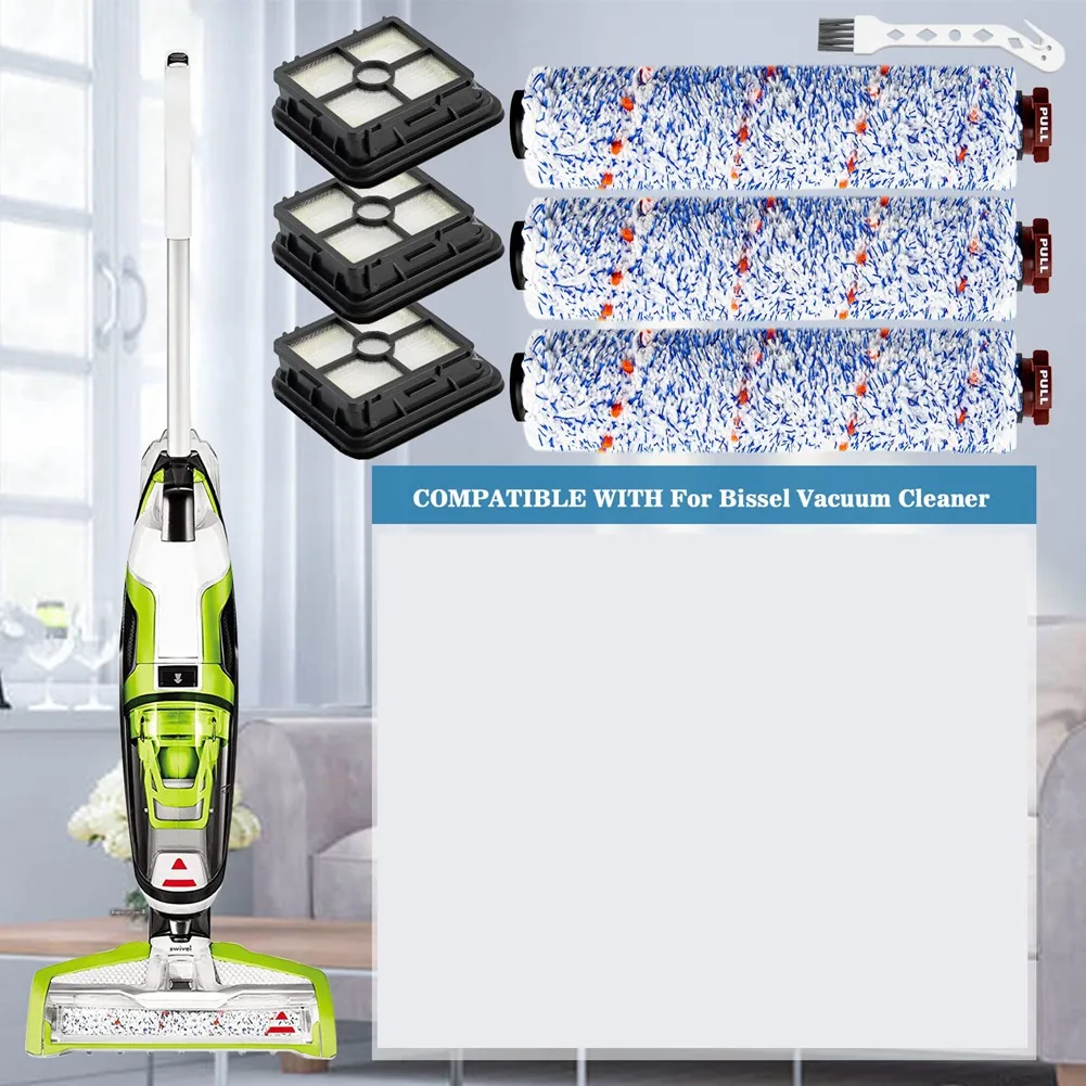 Abkr-escova de rolo multifuncional + peças de reposição de filtro para bissel crosswave 1866 1868 1785 2306 aspirador de pó robótico