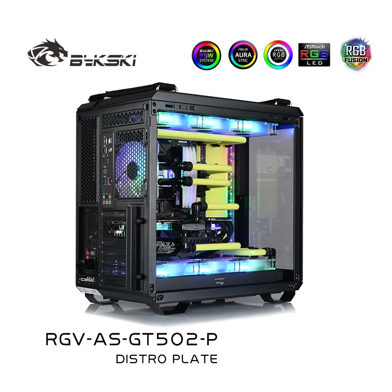 BYKSKI Distro Plate Kit Solution for ASUS TUF GT502 Computer Case Support DDC Pump for CPU/GPU Water Cooling