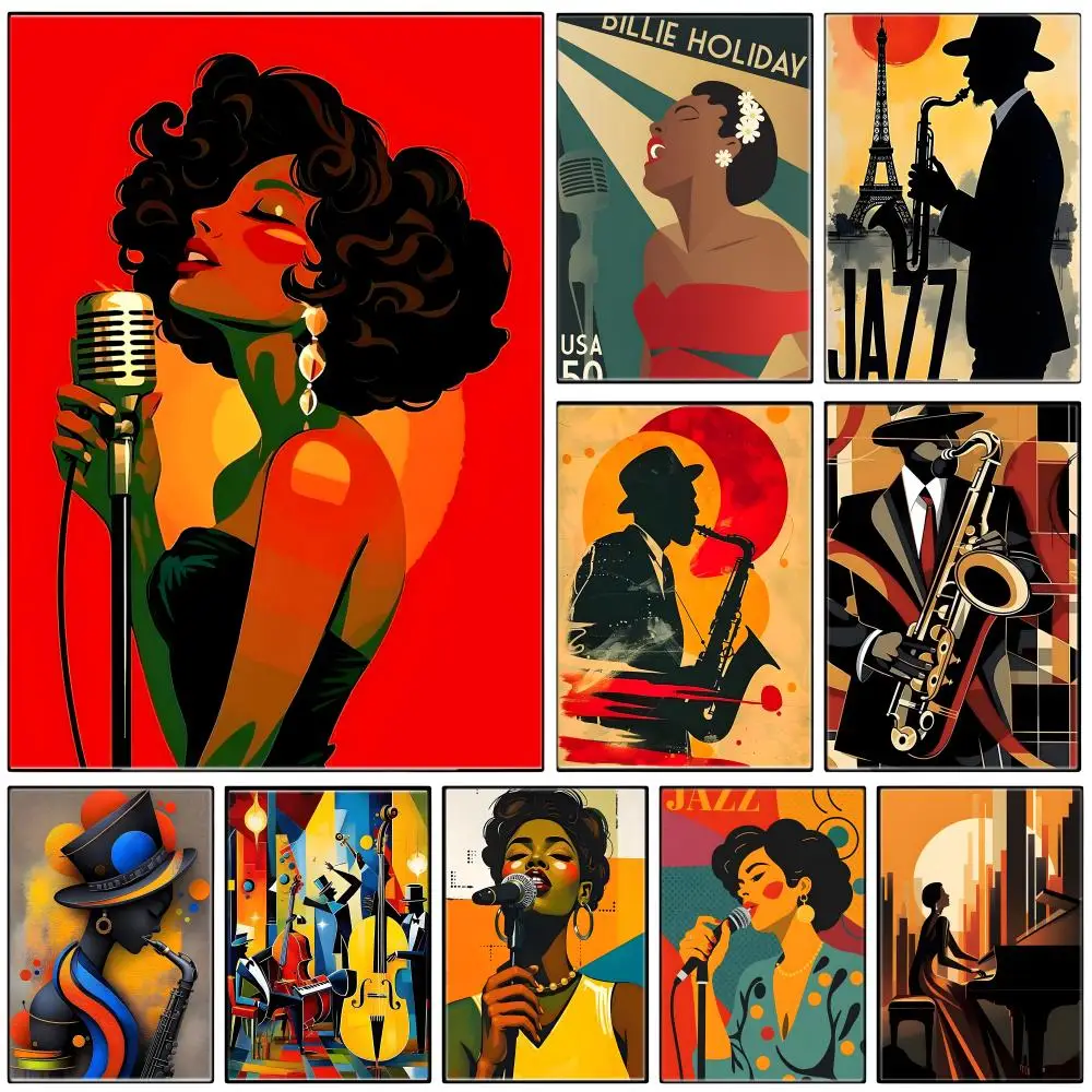 Classical Singing Retro Art Poster  Self-adhesive Art Waterproof Paper Sticker Coffee House Bar Room Wall Decor