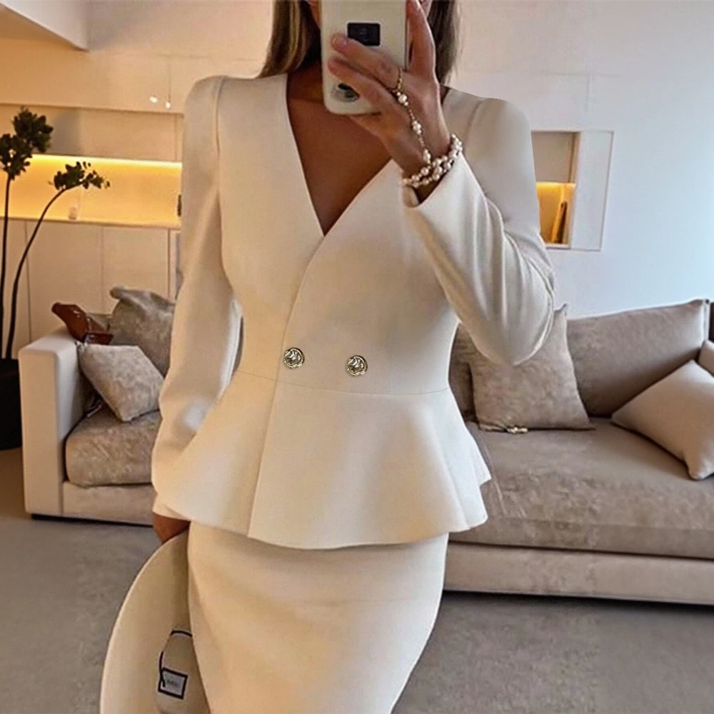 

Casual Long Sleeve Straight Cut Suit Spring Dress Autumn Style Comfortable Fit Fashion Women's Top
