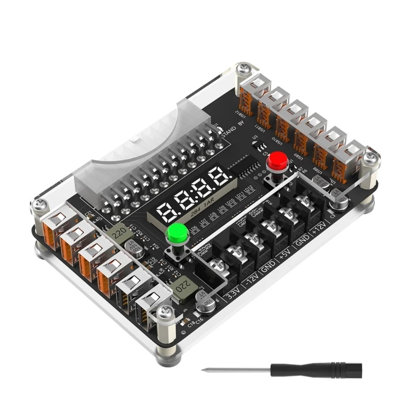 

24Pin Power Supply Adapter Conversion Board with 12 USB Outputs and Protective Acrylic Enclosure Expansion Board