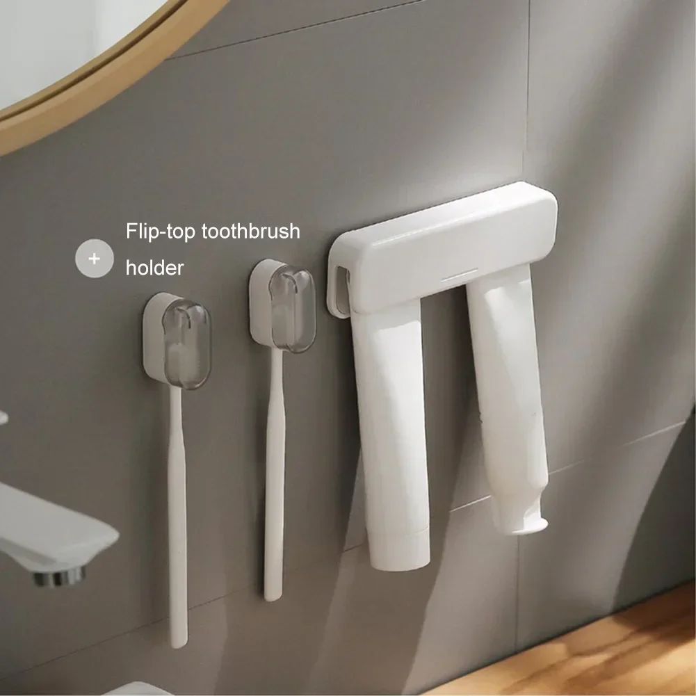 5pcs Toothbrush Holder Wall Mounted With Automatic Closing Cover Toothbrush Covers Head Cap Household Toothbrush Holder