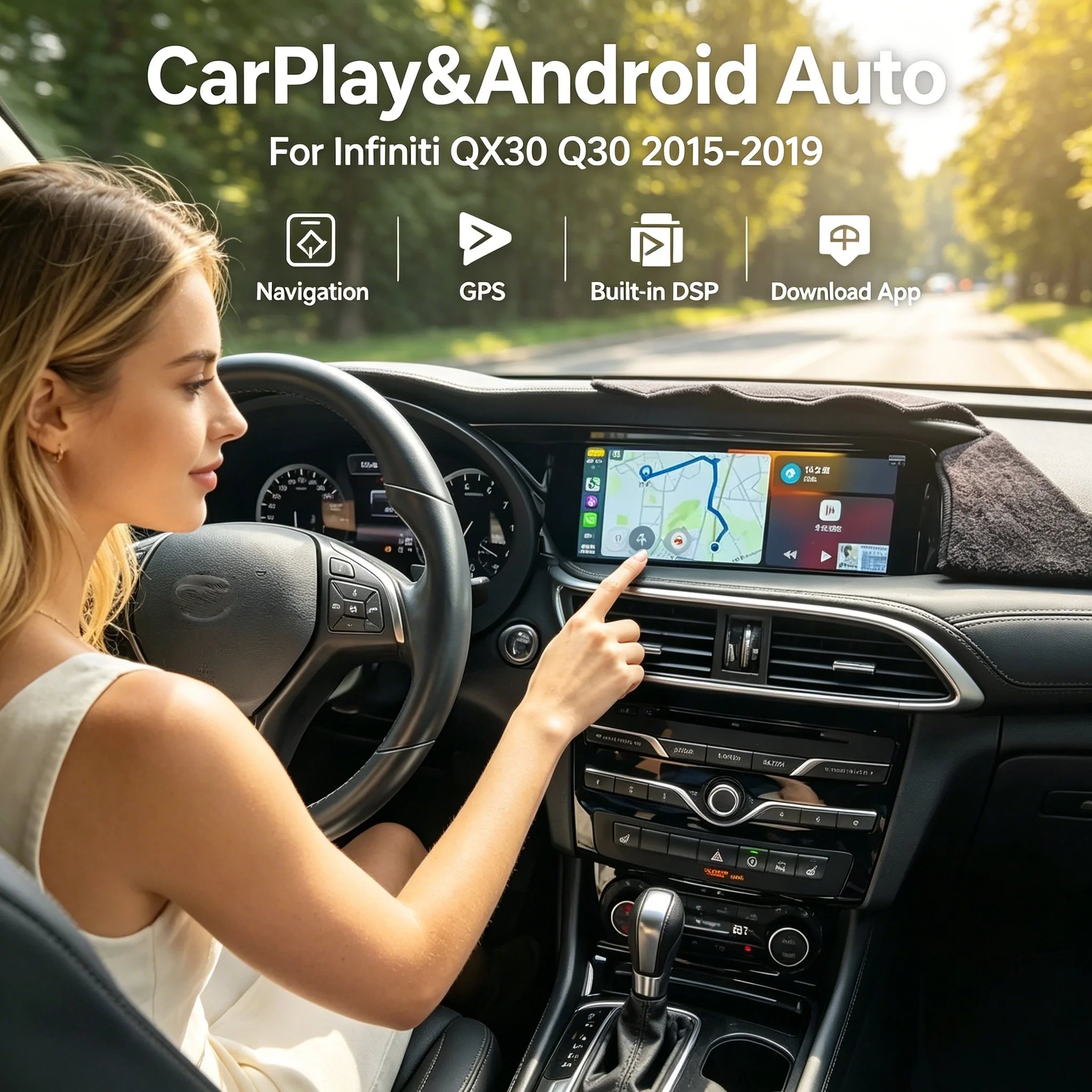 For Infiniti QX30 Q30 2015-2019 Android 15 Car Radio Multimedia Video Player Stereo Wireless Carplay GPS Navigation 4G