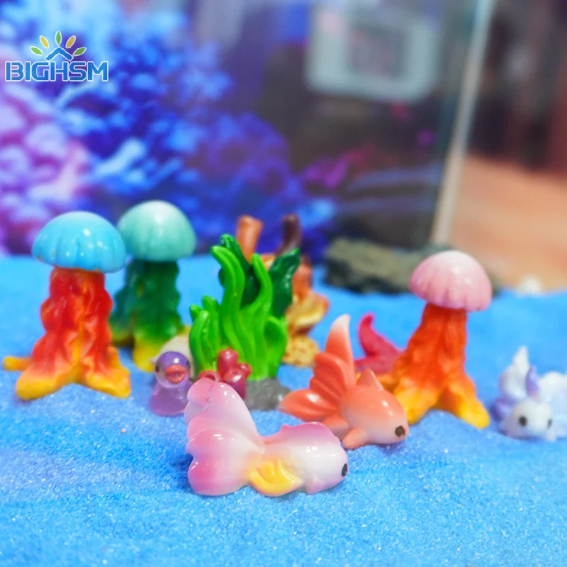 1Pcs Cute Simulation Resin Marine Organism Ornaments Cartoon Miniature Decoration Accessories Creative DIY Home Decoration Gifts