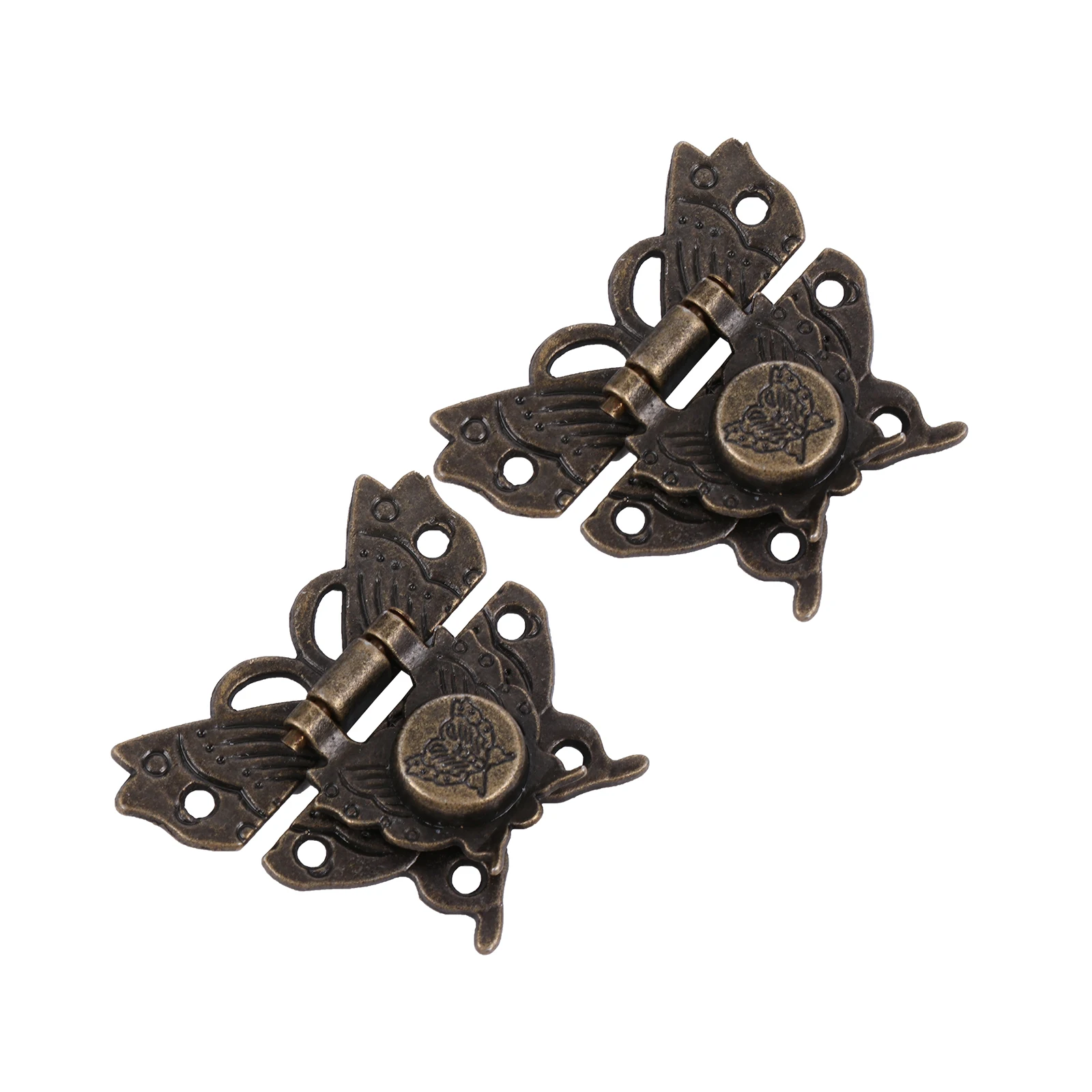 

2 Pcs Butterfly Buckle Vintage Style Lock for Jewelry Boxes Wooden Case Hasp Retro Shape Latch Zinc Alloy Easy Install