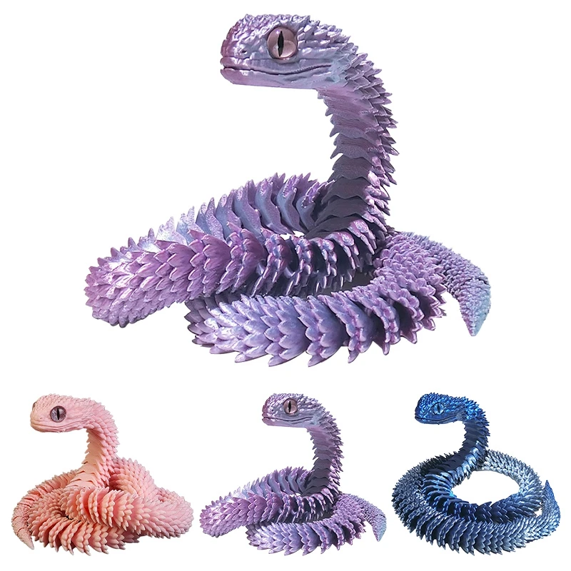 3D Printed Snake Toys Funny Printed Animals Snake Christmas New Year Craft Ornament Simulation Animal Home Desktop Ornament