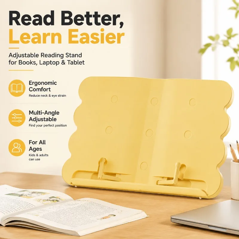 Thickened Adjustable Reading Stand Universal Holder for Laptops Phones Books Kids Picture Support Ergonomic Desktop Bookrest