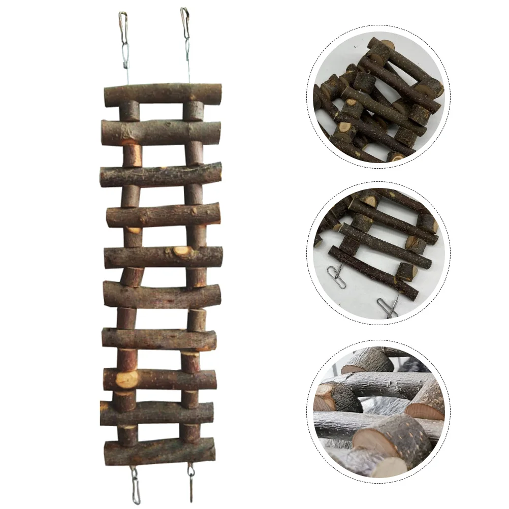 Wooden Parrot Ladder Climbing Step for Bird Cage Hanging Climbing Training Parakeet Cockatiel Ladder Hamster Guinea Pig Bridge