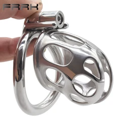 FRRK Hollow Stainless Steel Chastity Device New Cock Cage Elegant Metal Penis Rings Adults 18 Products BDSM Sex Toys Shop