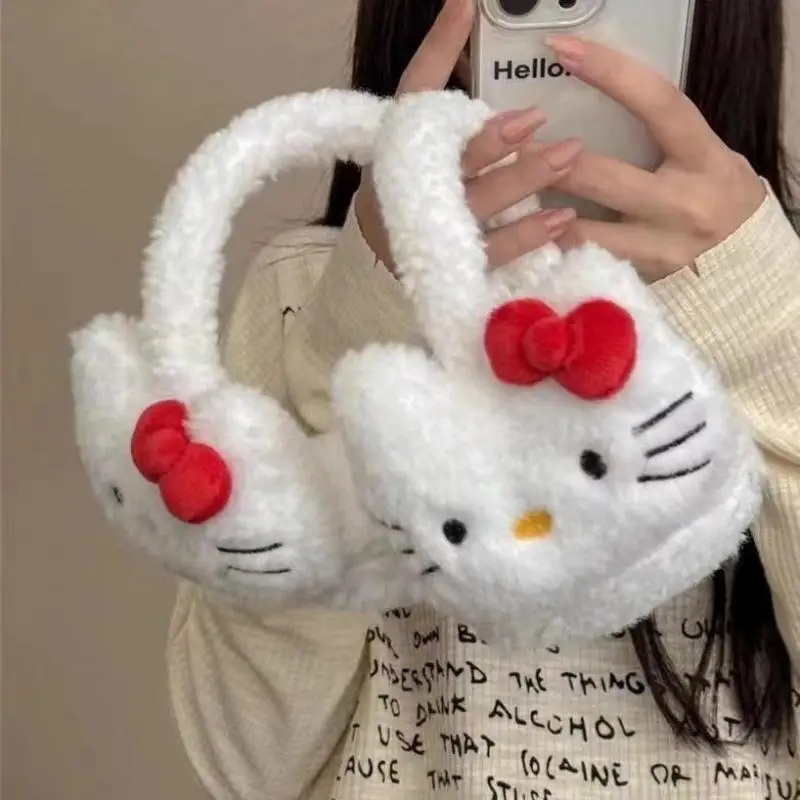 Sanrio Kawaii Anime New Hello Kitty Eartips Girls Heart Warm Thick Eartips Cute Cartoon Winter Antifreeze Eartips Toys for Kids