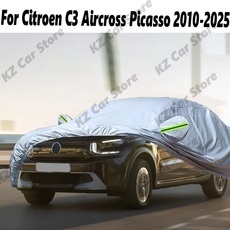 

Полный автомобильный чехол, водонепроницаемый, авто, защита от УФ-лучей, солнца, дождя, снега, ветрозащитный чехол для Citroen C3 Aircross Picasso 2010-2025