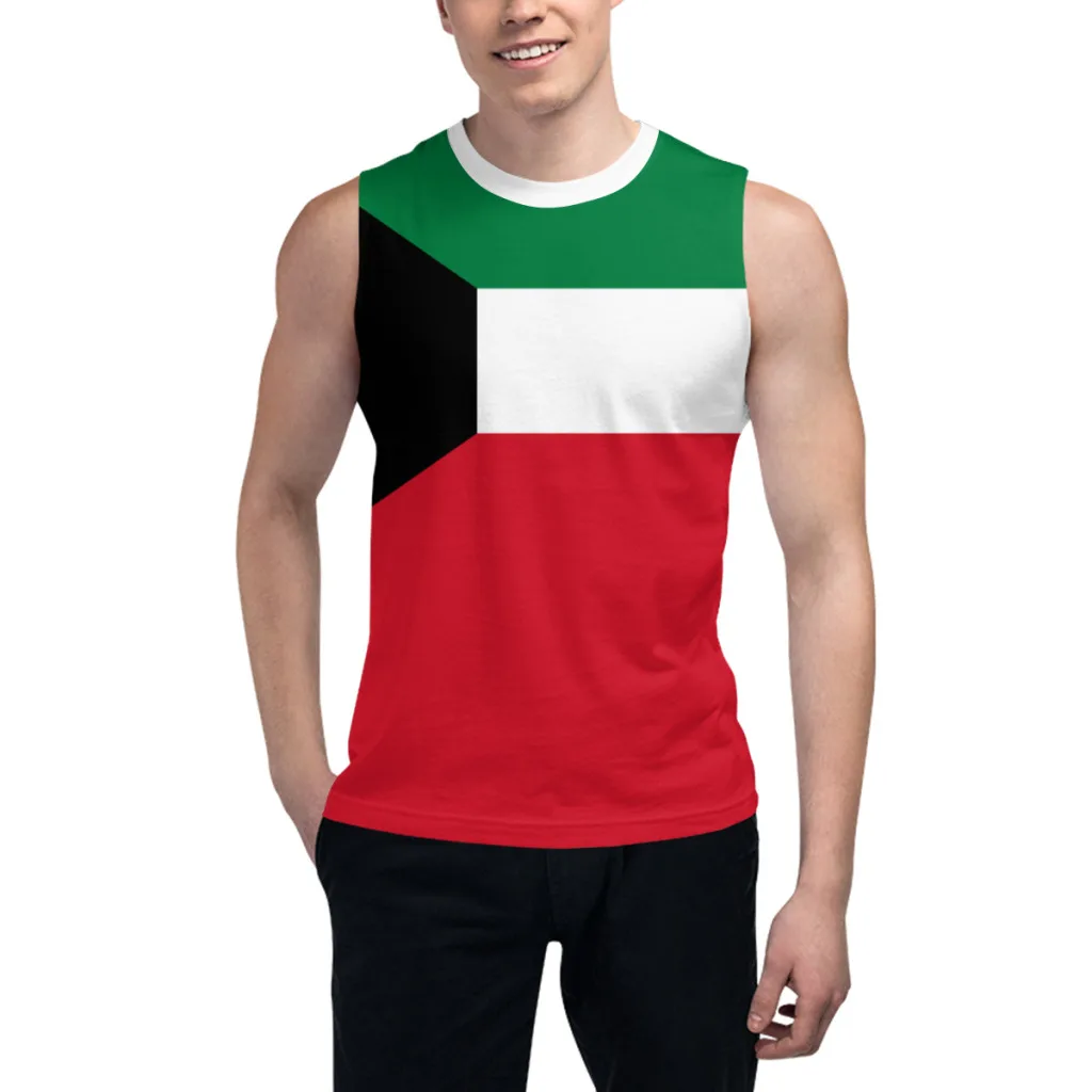 Sleeveless T-shirt Kuwait Flag 3D Men's Boys Tshirt Gyms Tank Tops Fitness Joggers Basketball Training Vest