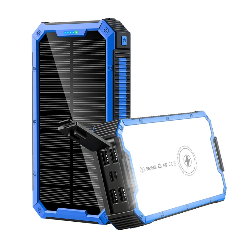 

36800mAh Solar Power Bank Wireless Fast Charging 4 USB Portable Outdoor Charger Battery Powerbank for Xiaomi Samsung IPhone 16