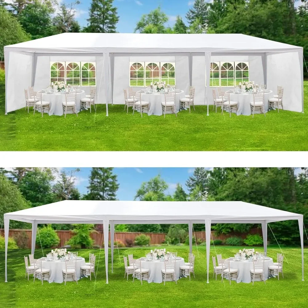 

10' X 30' Outdoor Waterproof Gazebo Canopy Tent with Removable Side Walls and Windows, Heavy Duty Tent, White