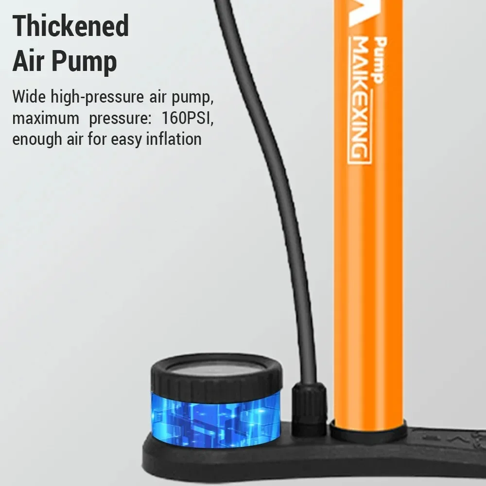 Bike Pump with Gauge Multi-functional Inflator for Bicycles and Cars 160PSI with High-Pressure Gauge and 3-in-1 Nozzle Air Pump image 5