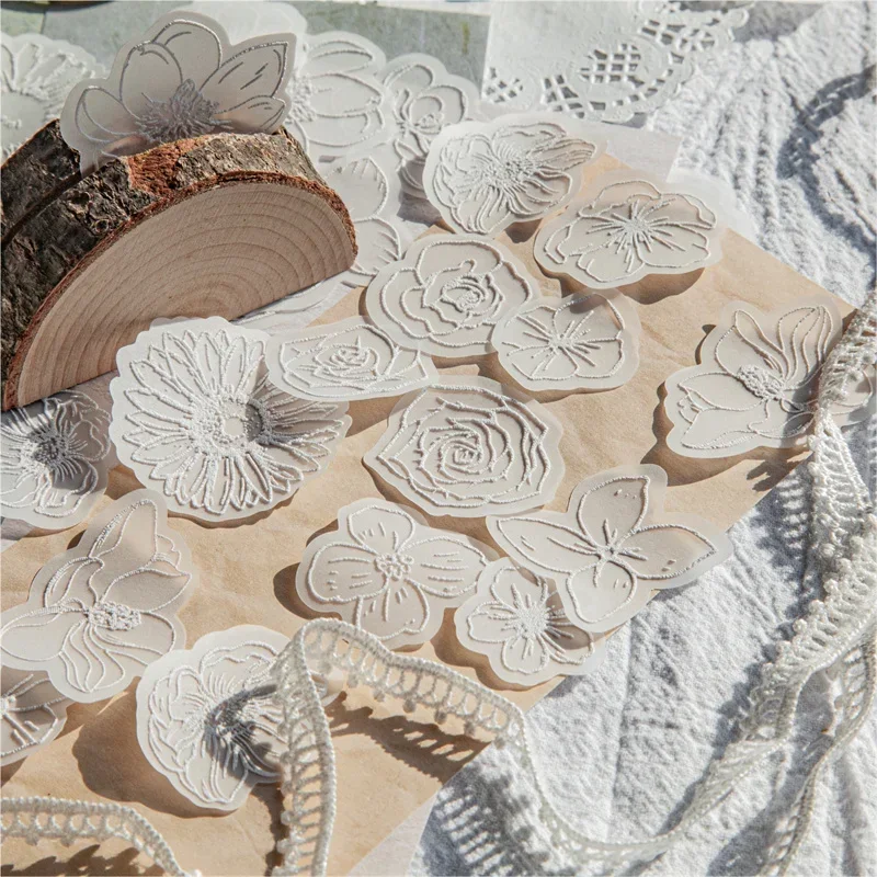 30 Vellen Retro Zwavelzuur Papier Bloem Witte Thee Schuimend Handboek 3d Decoratie Materialen Pakket Scrapbook Gesneden 105*100Mm