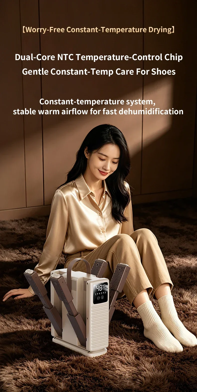 TINSOL Schuh-Trockner mit Einziehbarer Funktion, Sterilisiert und Deodoriert, Intelligente Konstante Temperatur, Zeitgesteuerte Schnelltrocknungs-Schuhmaschine – Detail 9