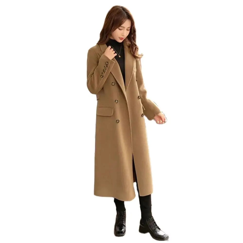 

High-end Fashion Woolen Coat Women's 2024 Autumn And Winter New Mother's Temperament Double-breasted Loose Woolen Coat Tide.