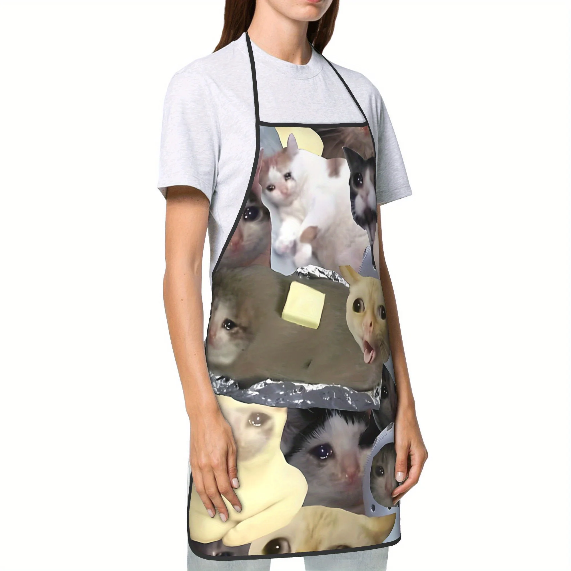 Crazy Mixed Funny Cat Meme Collage Print Apron Waterproof Oilproof Kitchen Apron Cool Humorous Present For Chef Grill Family