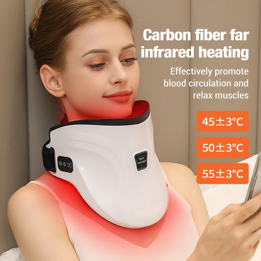 Electric Air Pressure Neck Traction Massager Heating Chiropractic Pain Relief Cervical Stretcher Correction Brace Pressotherapy