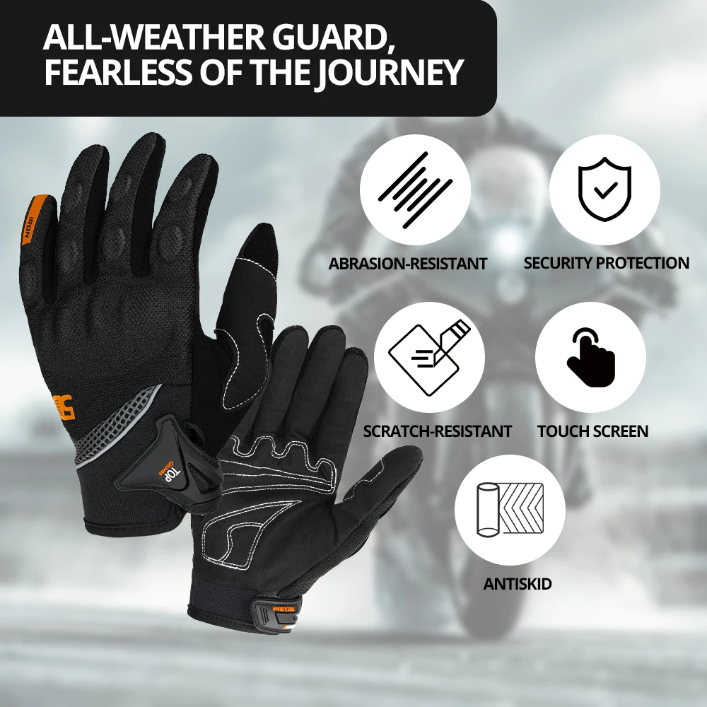 قفازات الدراجات النارية الرجال النساء دراجة نارية قفازات كاملة الأصابع شاشة تعمل باللمس في الهواء الطلق موتوكروس عدم الانزلاق قفازات ركوب الخيل مقاومة للاهتراء #3