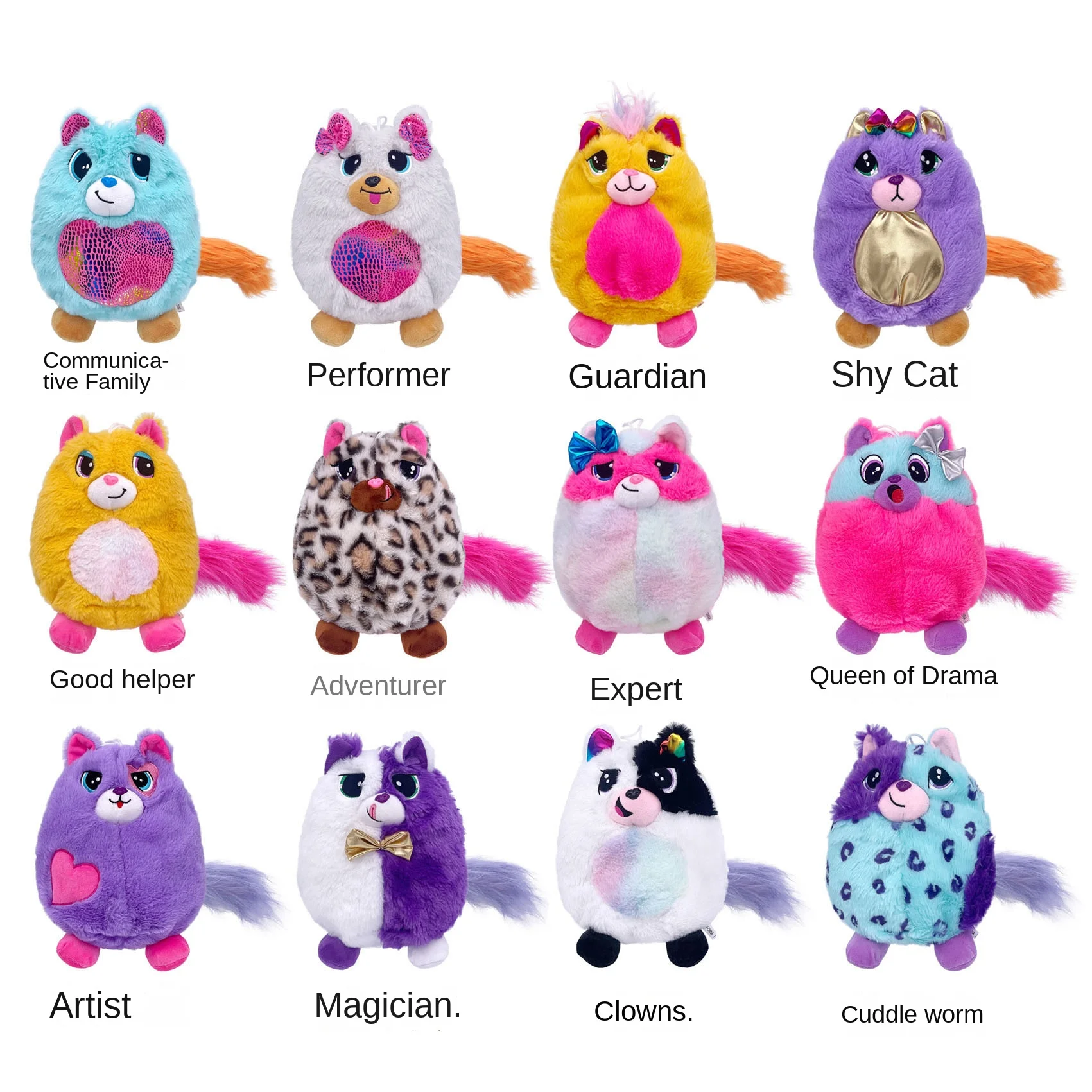 새로운 Misfittens 고양이 서프라이즈 장난감 Kawaii 애니메이션 박제 애완 동물 소장 장난감 귀여운 방 장식 소녀 크리스마스 휴일 선물