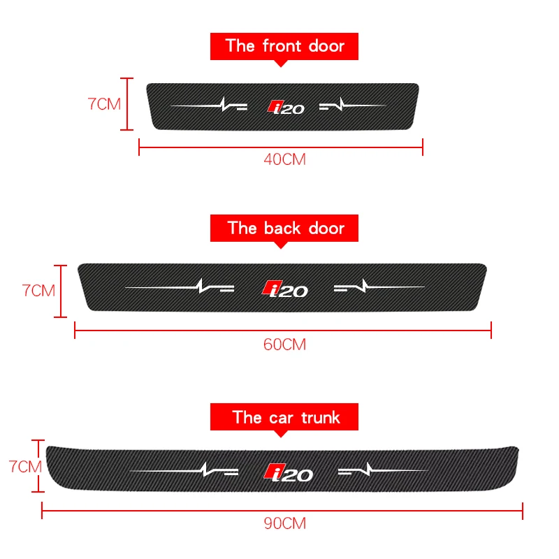 For Hyundai IONIQ i10 i20 i30 i40 Carbon Fiber Car Doorsill Sticker Anti-scraping Waterproof Protective Film Accessories Trunk