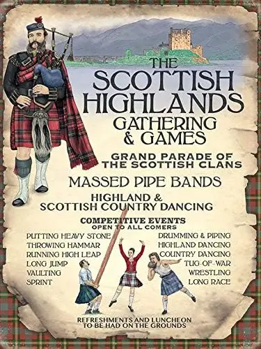 Metal Signs Vintage Funny Plaques Poster for Indoor Man Cave Home Scotland Scottish Highlands Gatherings & Games Tin Sign ;