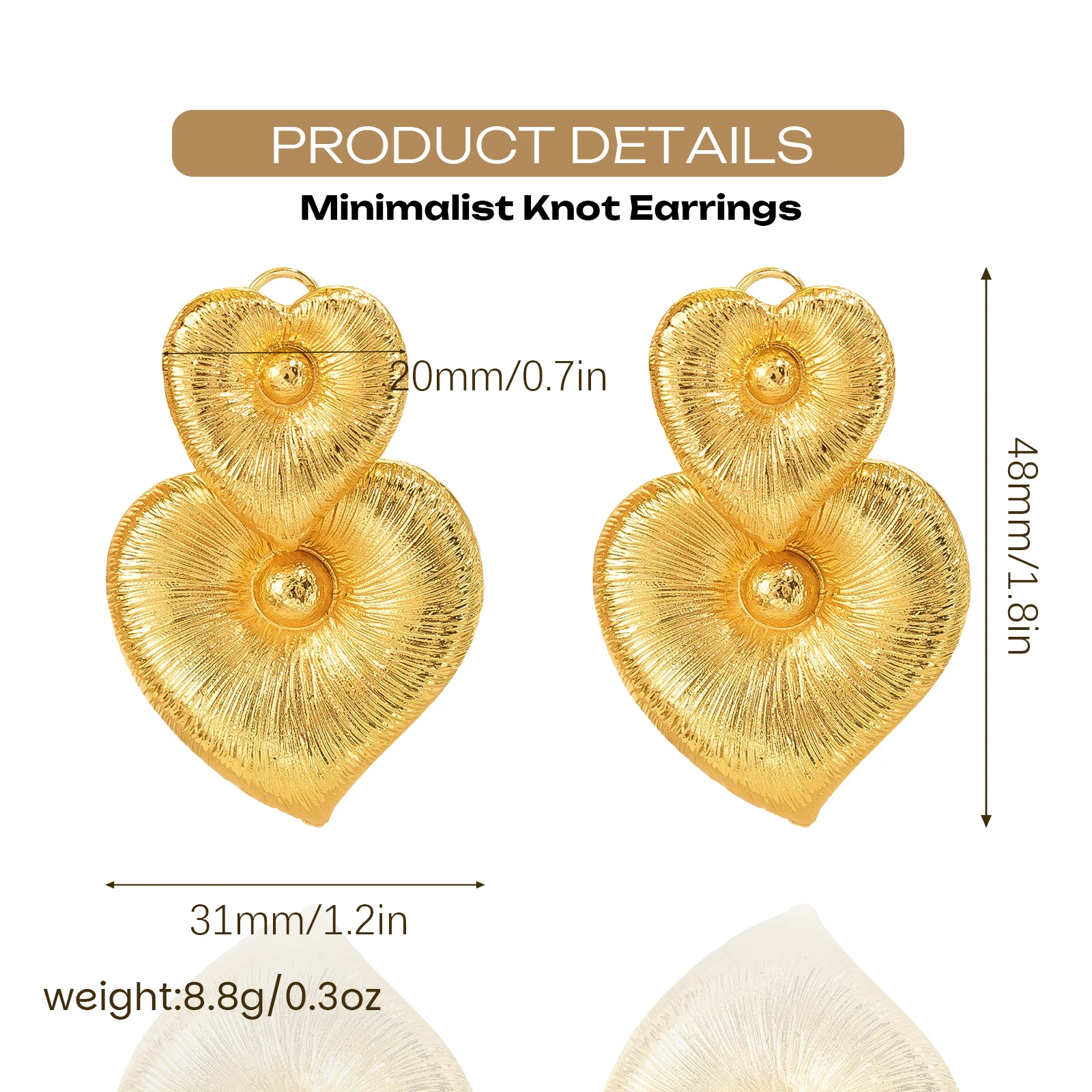 YTJX  Women Romantic Heart Pendant Earrings Copper Gold Plated Anti Rust Classic Fashion High end Jewelry Accessories Gift