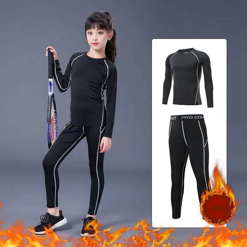 Kids Running Set Children Boy Girl Men Women Fitness Basketball Football Sport Hiking Skiing Thermal Underwear Suit Tracksuit 02