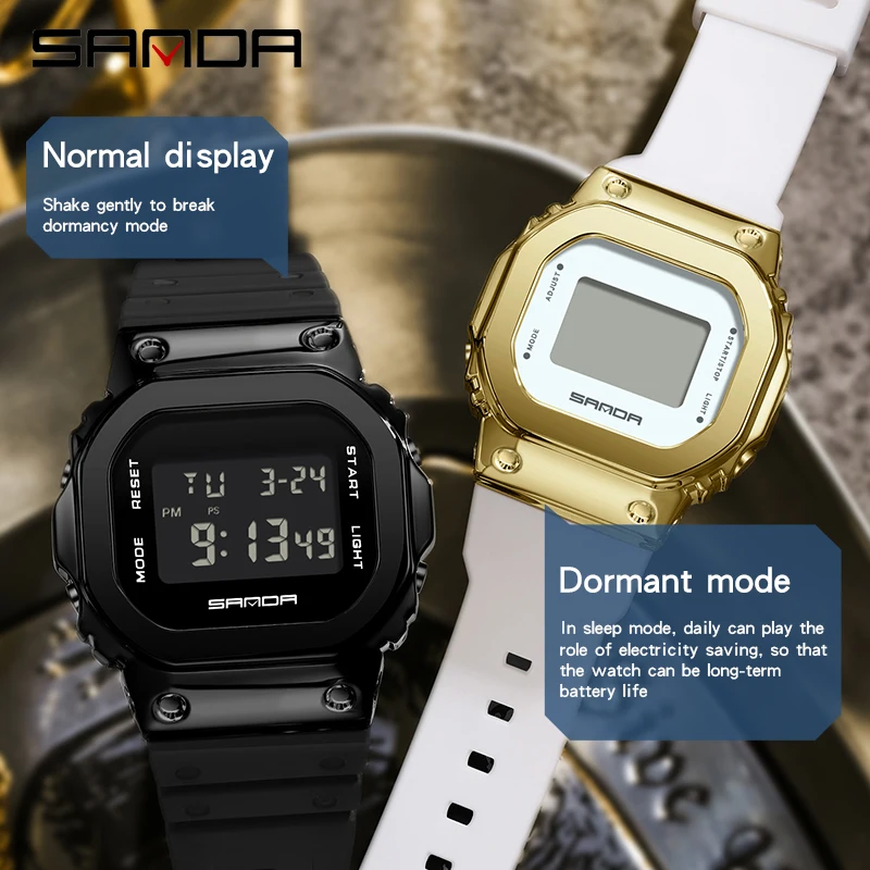 SANDA New Luxury LED Electronic Digital Watch Fashion Casual Women\'s Watches Ladies Clock Male Wristwatch Relogio Feminino 2126